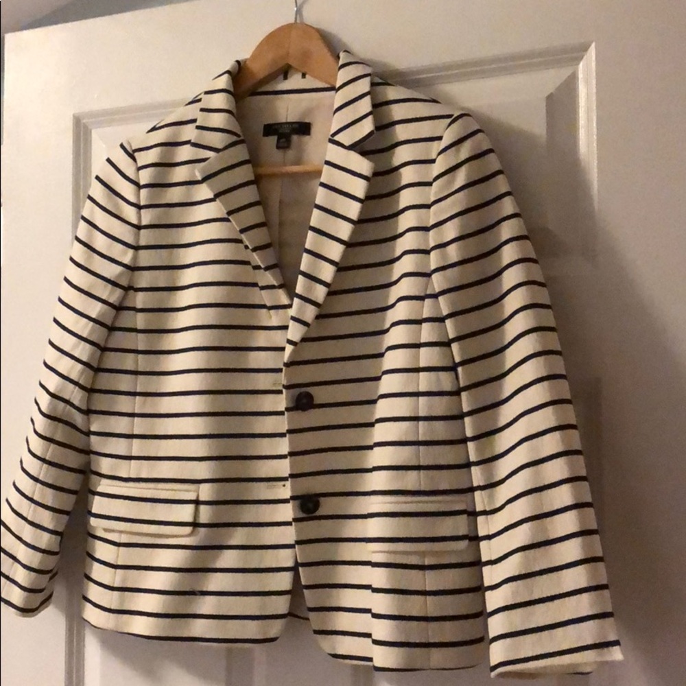 Ann Taylor Nautical striped blue and white blazer